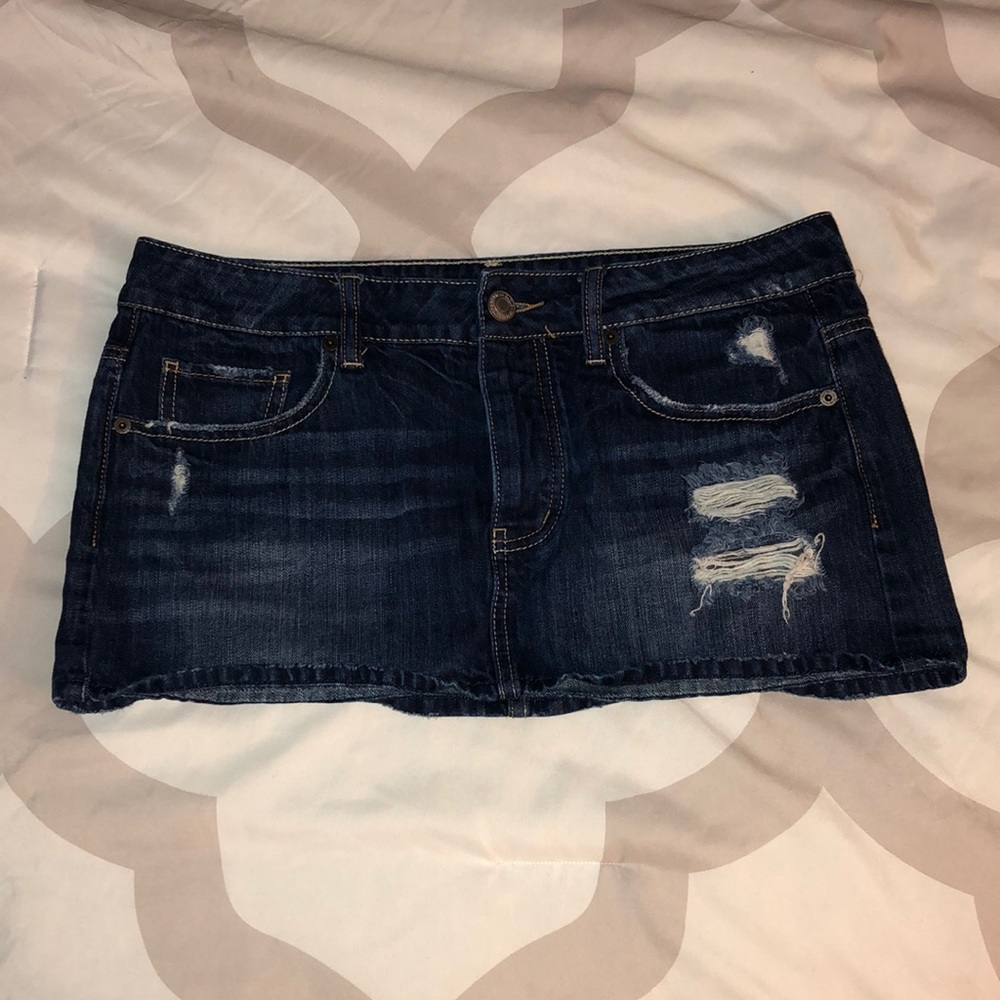 American Eagle Distressed Denim Mini Skirt